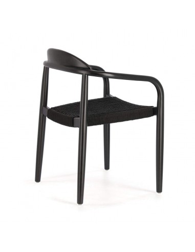 GLYNIS cadeira de madeira maciça de eucalipto acabamento preto .