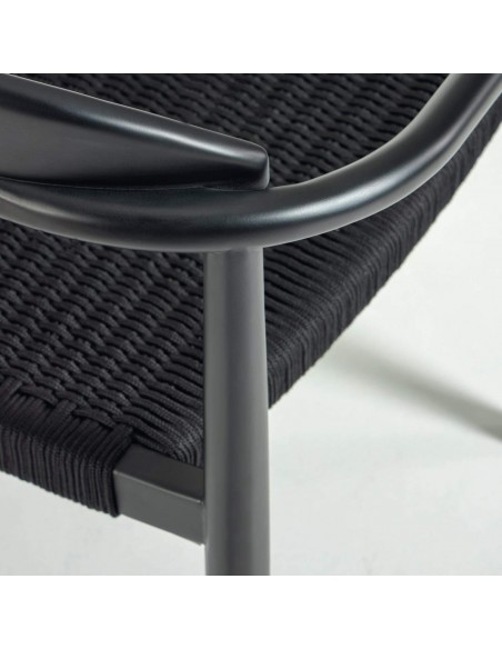 GLYNIS Silla de madera maciza de eucaliptus acabado negro .