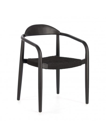 GLYNIS Silla de madera maciza de eucaliptus acabado negro .