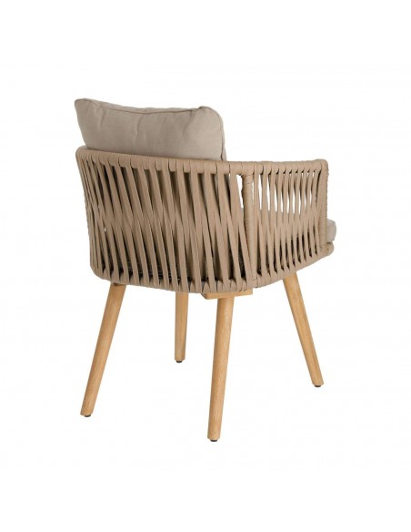 Silla Hemilce de cuerda beige y patas de madera maciza de acacia 100%. Silla Hemilce de cuerda beige y patas de madera maciza de acacia 100%.