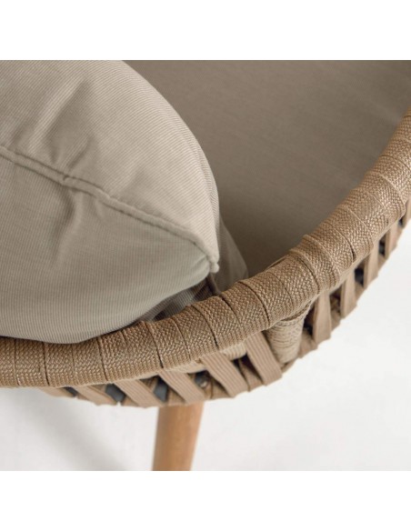 Silla Hemilce de cuerda beige y patas de madera maciza de acacia 100%. Silla Hemilce de cuerda beige y patas de madera maciza de acacia 100%.