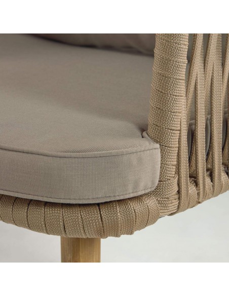 Silla Hemilce de cuerda beige y patas de madera maciza de acacia 100%. Silla Hemilce de cuerda beige y patas de madera maciza de acacia 100%.