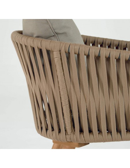 Silla Hemilce de cuerda beige y patas de madera maciza de acacia 100%. Silla Hemilce de cuerda beige y patas de madera maciza de acacia 100%.