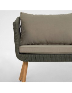 Conjunto Inti de sofá 2 lugares e 2 cadeiras de corda verde. 2