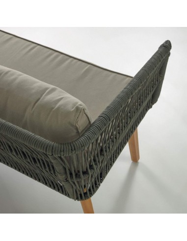 Set Inti de sofá 2 plazas y 2 butacas de cuerda verde.