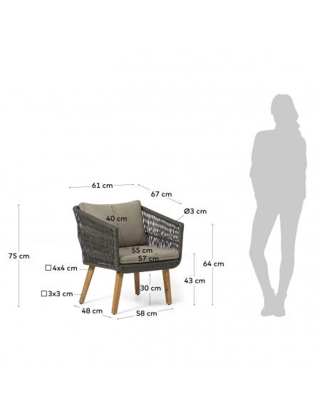 Conjunto Inti de sofá 2 lugares e 2 cadeiras de corda verde. Conjunto Inti de sofá 2 lugares e 2 cadeiras de corda verde.