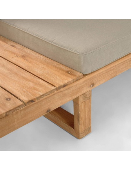 Set Flaviina de sofá rinconero 5 plazas y mesa de madera maciza acacia 100%.