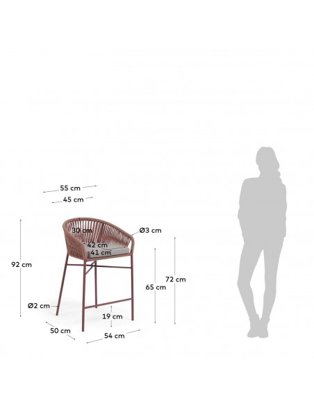 Taburete Yanet de cuerda , altura 65 cm.