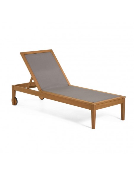 Tumbona de exterior Caterin tejido y madera maciza eucalipto 100%.