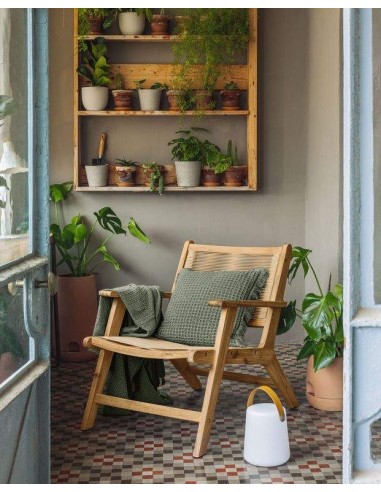 Sillón para exterior, Geralda madera maciza acacia 100% con acabado natural u oscuro.
