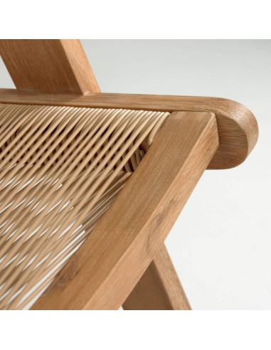 Sillón para exterior, Geralda madera maciza acacia 100% con acabado natural u oscuro.