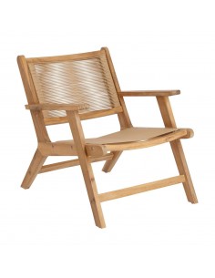 Sillón para exterior, Geralda madera maciza acacia 100% con acabado natural u oscuro.