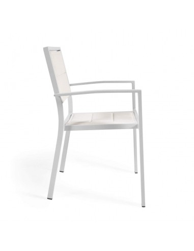 Silla de exterior Sirley de aluminio y textilene blanco o negro.