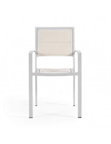 Silla de exterior Sirley de aluminio y textilene blanco o negro.
