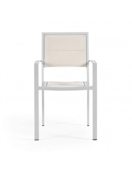 Silla de exterior Sirley de aluminio y textilene blanco o negro. Silla de exterior Sirley de aluminio y textilene blanco o negro.