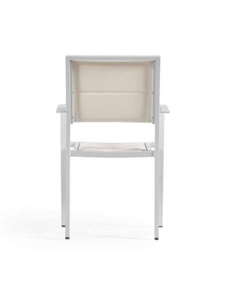 Silla de exterior Sirley de aluminio y textilene blanco o negro. Silla de exterior Sirley de aluminio y textilene blanco o negro.