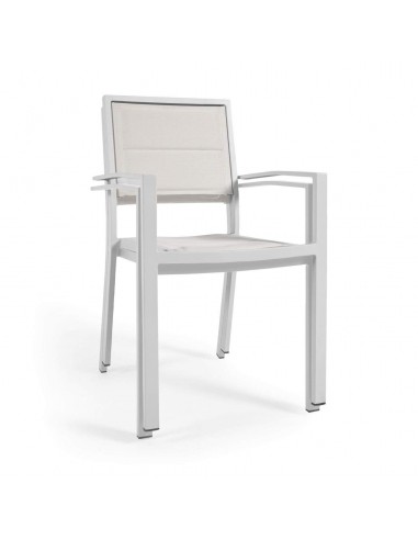 Silla de exterior Sirley de aluminio y textilene blanco o negro.