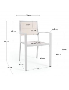 Silla de exterior Sirley de aluminio y textilene blanco o negro. 2