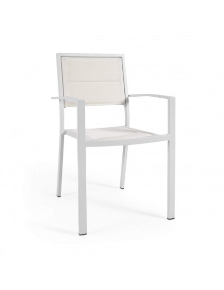 Silla de exterior Sirley de aluminio y textilene blanco o negro. Silla de exterior Sirley de aluminio y textilene blanco o negro.