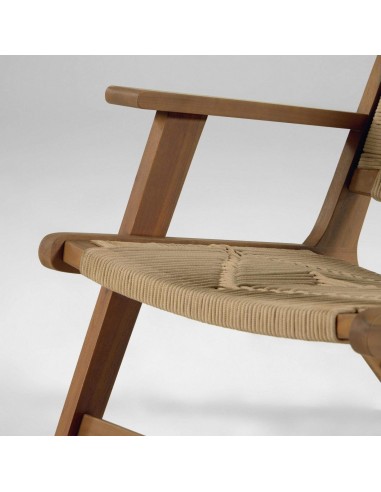 Sillón para exterior, Geralda madera maciza acacia 100% con acabado natural u oscuro.