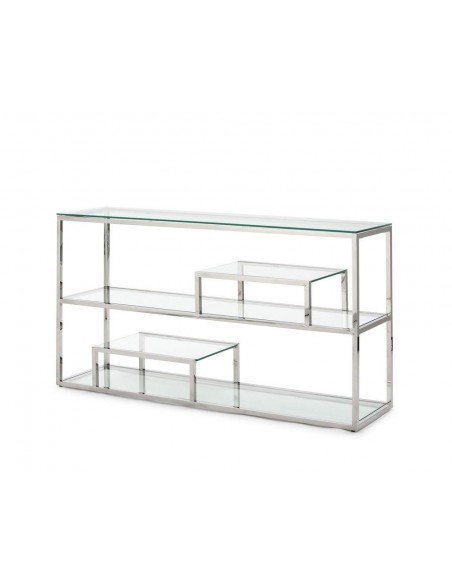 CONSOLA DE CRISTAL Y ACERO SALT 140 x 38.