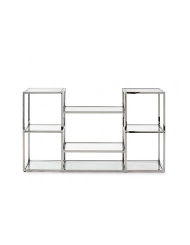 CONSOLA DE CRISTAL Y ACERO RUBICK 140 x 40 CM.