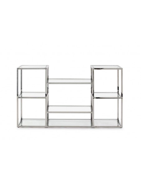 CONSOLA DE CRISTAL Y ACERO RUBICK 140 x 40 CM.