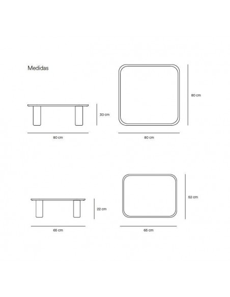 Teulat Nest 80 mesa de Centro ninho, cinza preto