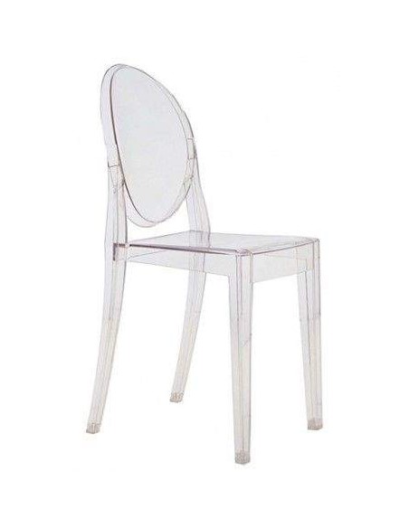 Silla neoclásica Borbón ghost, policarbonato transparente