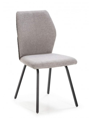 CADEIRA POL DE DESIGN, TECIDO E METAL PRETO.