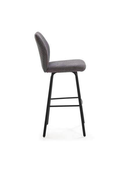 BANQUINHO POL DE DESIGN, TECIDO E METAL PRETO.