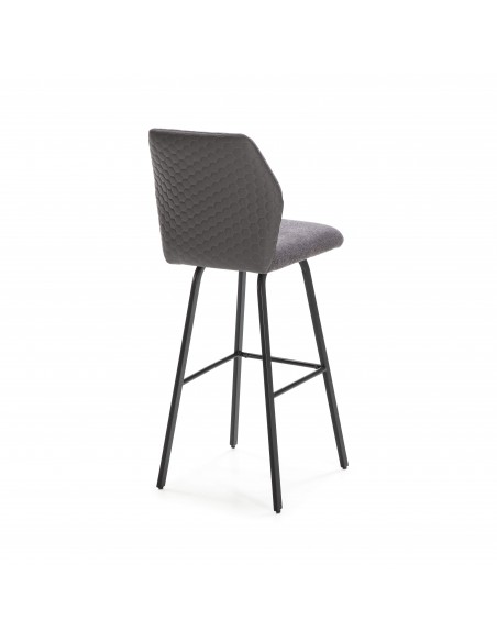 BANQUINHO POL DE DESIGN, TECIDO E METAL PRETO.