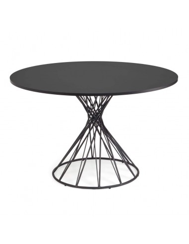 Mesa redonda Niut de DM lacado negro patas de acero acabado negro Ø 120 cm.