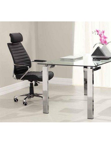 Desenha LAINEY 140 x 80, aço inox, mesa de jantar de vidro