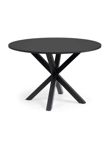 ARYA Mesa redonda DM lacado negro de 120 cm,patas de acero acabado negro.