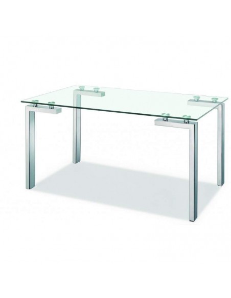 Mesa de Jantar projeto Yenila 140x80, Vidro, cromado