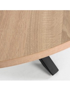 Mesa redonda ARYA 120, melamina natural, acero negro 2