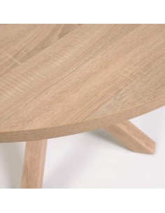 Mesa redonda ARYA 120, melamina natural, patas acero 2