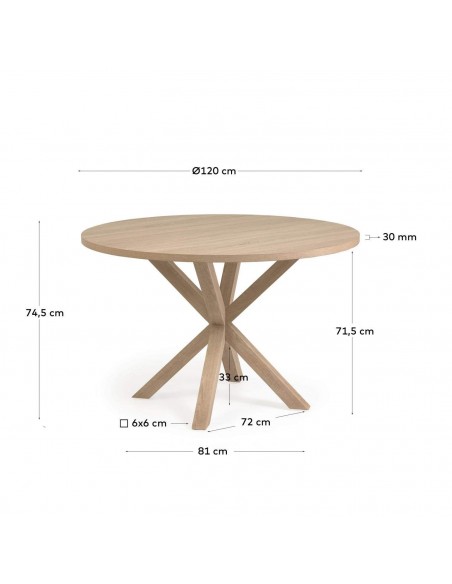 Mesa redonda ARYA 120, melamina natural, patas acero Mesa redonda ARYA 120, melamina natural, patas acero