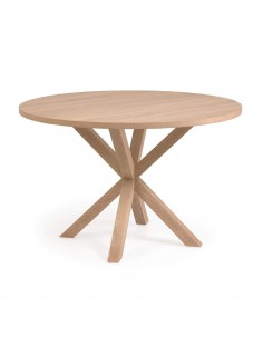 Mesa redonda ARYA 120, melamina natural, pernas aço