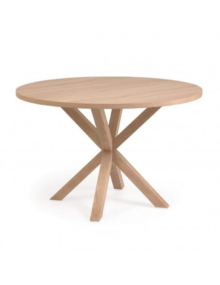 Mesa redonda ARYA 120, melamina natural, patas acero