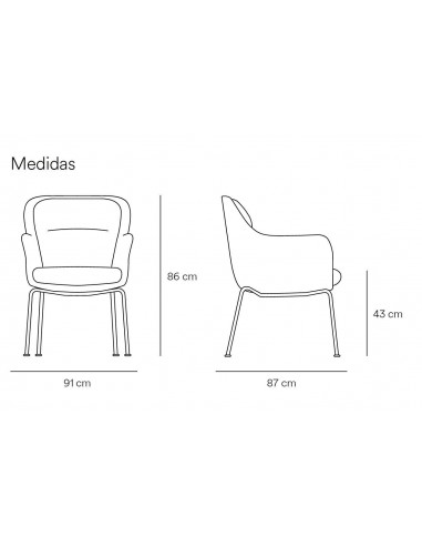 TEULAT SILLA DE DISEÑO SADIRA, TEJIDO MOSTAZA Y METAL NEGRO