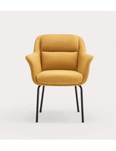 TEULAT CADEIRA DE DESIGN SADIRA, TECIDO MOSTARDA E METAL PRETO 2