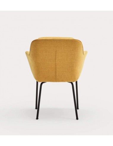 TEULAT SILLA DE DISEÑO SADIRA, TEJIDO MOSTAZA Y METAL NEGRO