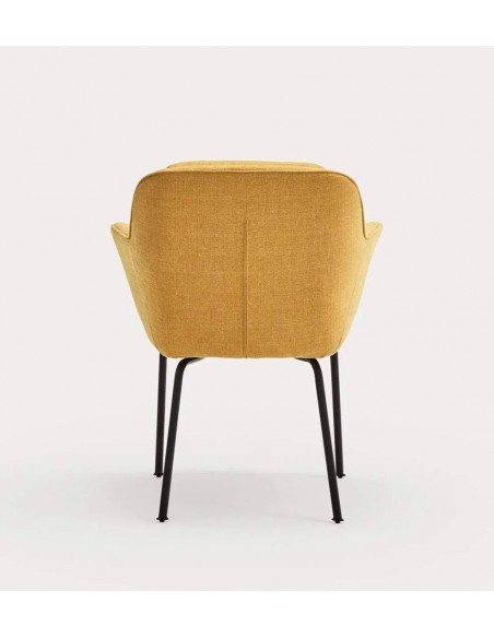TEULAT CADEIRA DE DESIGN SADIRA, TECIDO MOSTARDA E METAL PRETO