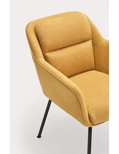 TEULAT SILLA DE DISEÑO SADIRA, TEJIDO MOSTAZA Y METAL NEGRO