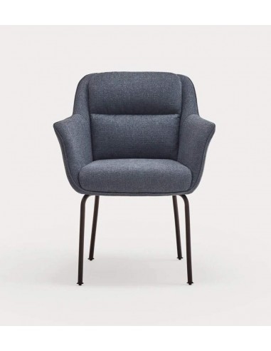 TEULAT CADEIRA DE DESIGN SADIRA, TECIDO AZUL E METAL PRETO