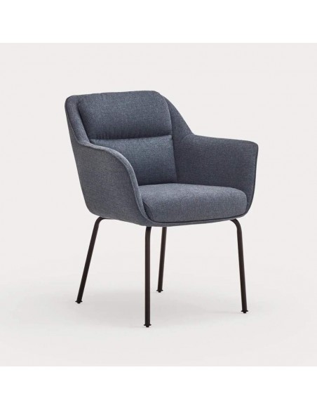 TEULAT CADEIRA DE DESIGN SADIRA, TECIDO AZUL E METAL PRETO