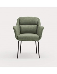 TEULAT CADEIRA DE DESIGN SADIRA, TECIDO VERDE E METAL PRETO 2