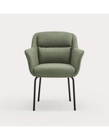 TEULAT SILLA DE DISEÑO SADIRA, TEJIDO VERDE Y METAL NEGRO